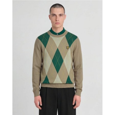 ARGYLE KNITTED CREW NECK JUMPE